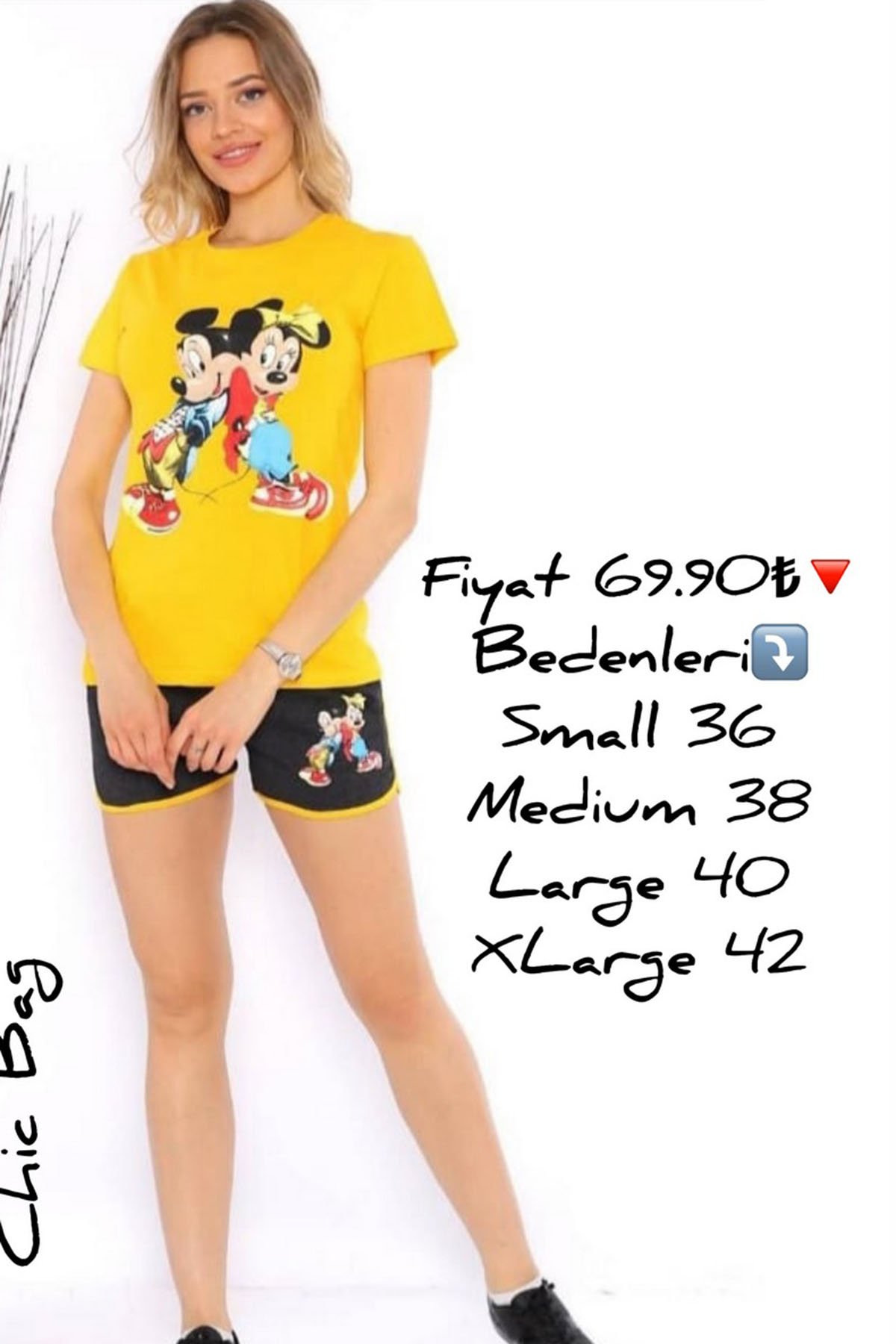 Mickey Miie Mouse Şortlu Pijama Takım   
